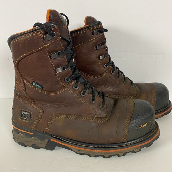 Timberland Pro Mens Boondock 8" Comp Toe Waterproof Work Boots Size 10 W Brown - Picture 1 of 16